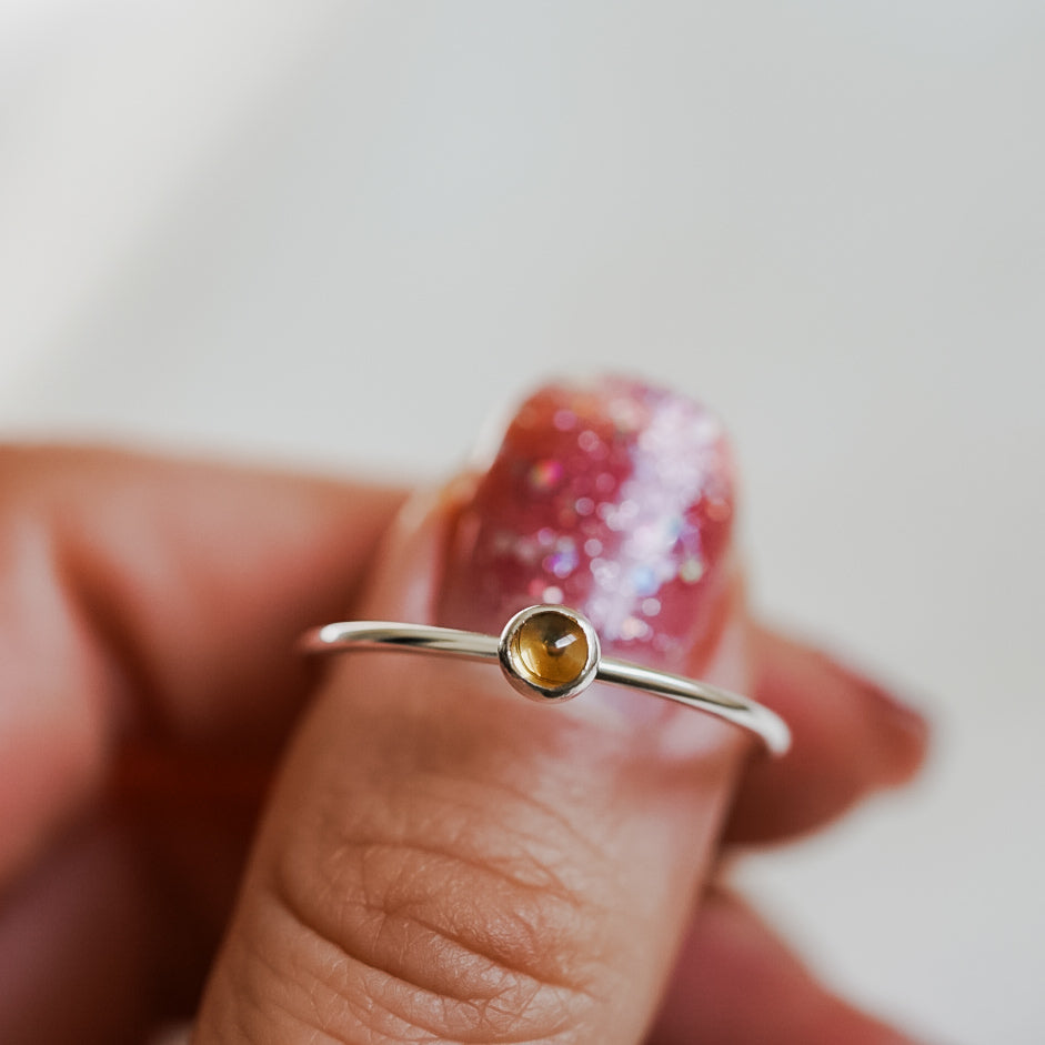 Dainty 4mm Birthstone Gemstone Ring