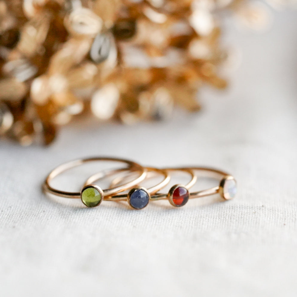 Dainty 4mm Birthstone Gemstone Ring