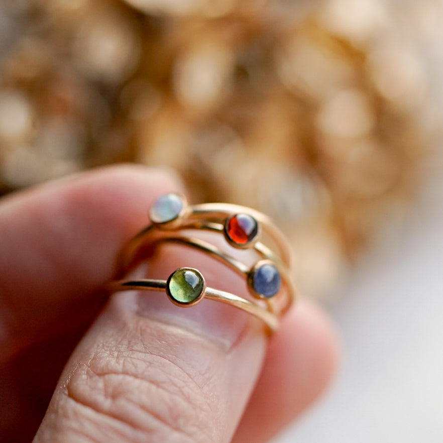 Dainty 4mm Birthstone Gemstone Ring