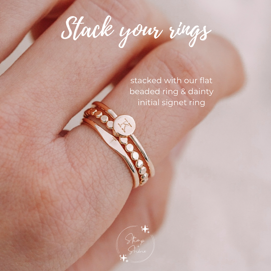 Dainty Initial Round Disc Ring