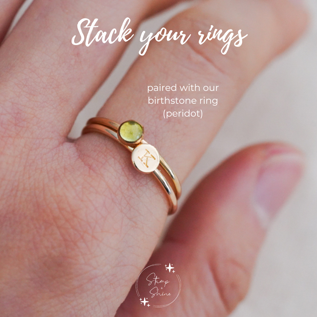 Dainty Initial Round Disc Ring