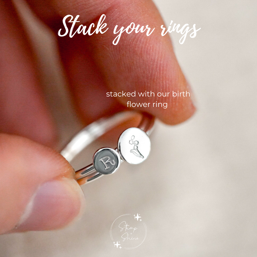 Dainty Initial/Symbol Ring - Tiny Disc