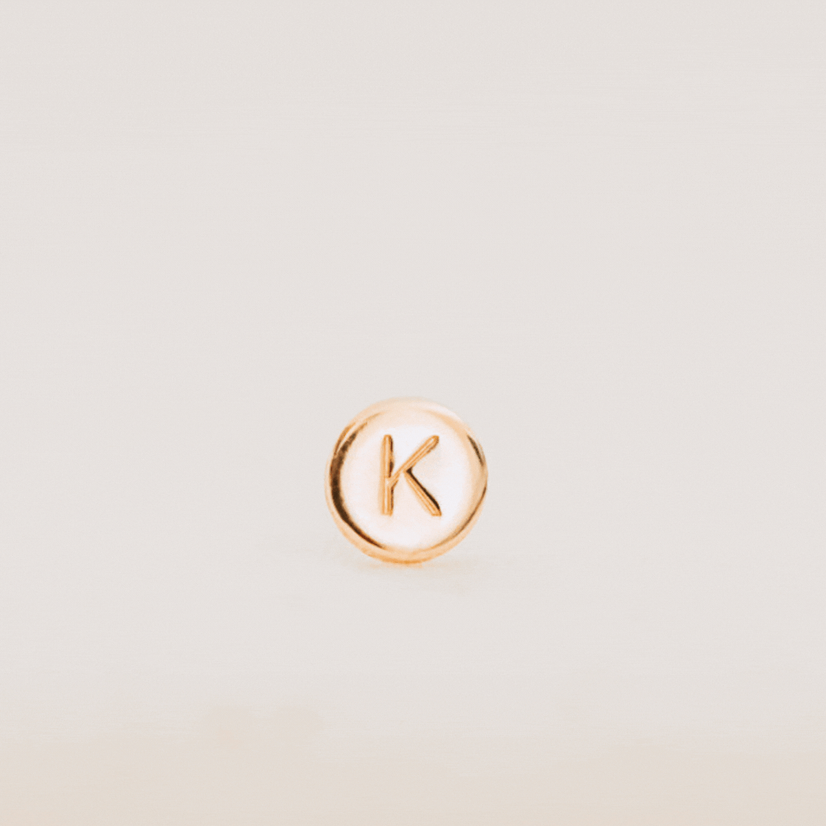 Initial Disc Single Stud Earring - Tiny Disc - 3mm Block Uppercase