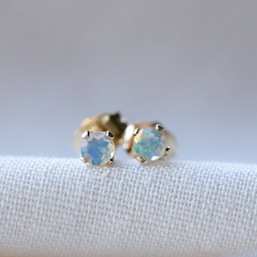 Tiny Opal Stud Earrings | October Birthstone