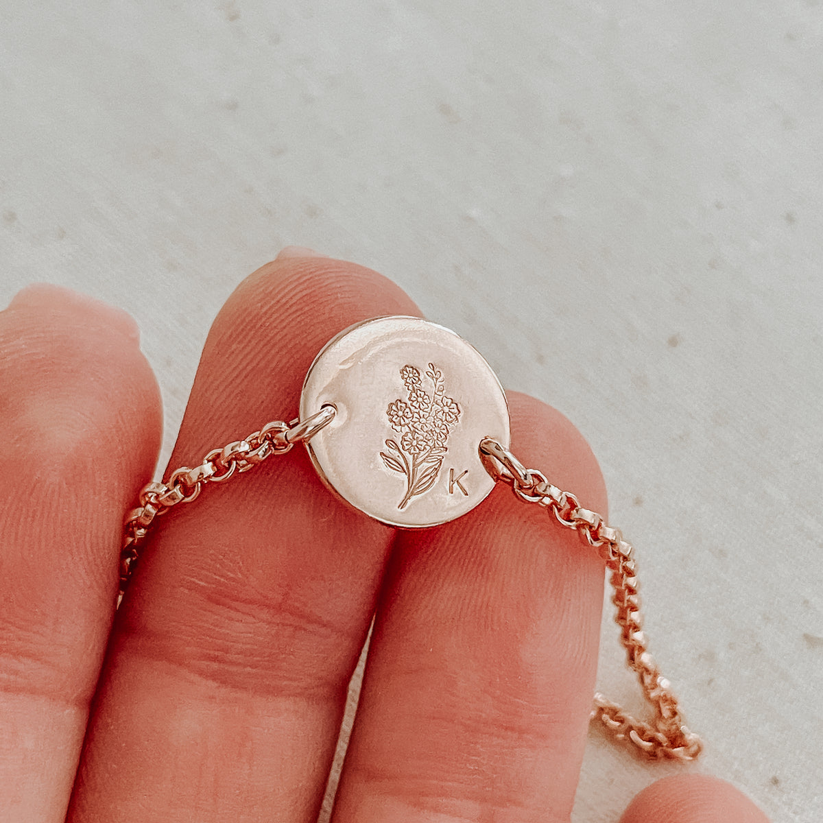 Forget Me Not Flower Disc Bracelet - Single Midi Disc