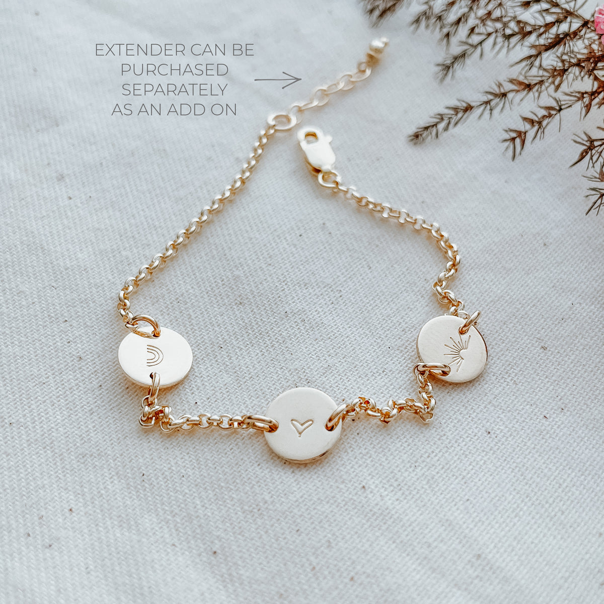 Triple Initials / Symbols Mini Discs Bracelet