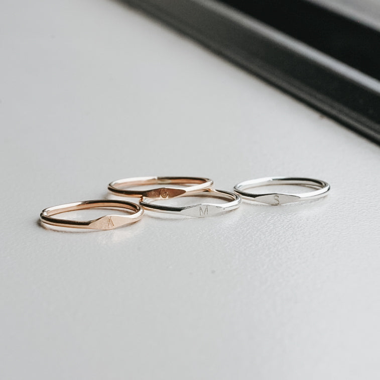 Dainty Initial Signet Ring