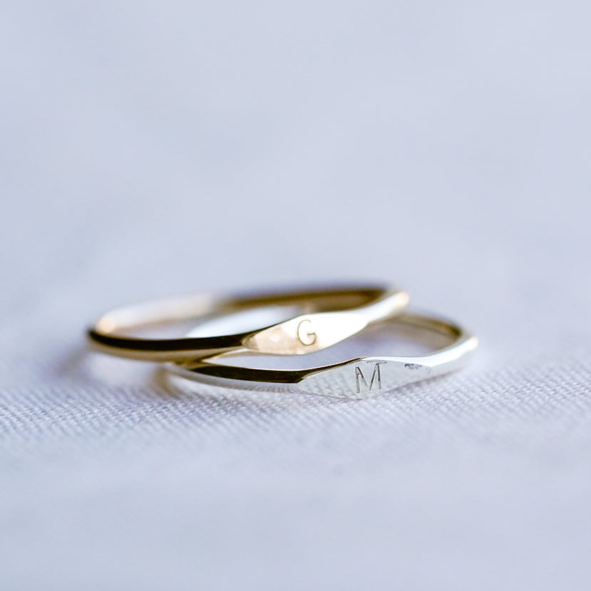 Dainty Initial Signet Ring