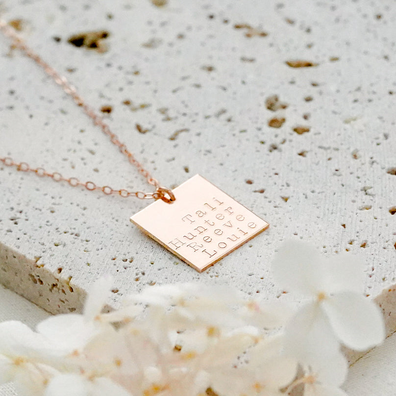 Multiple Names Necklace - Large Rectangle Pendant