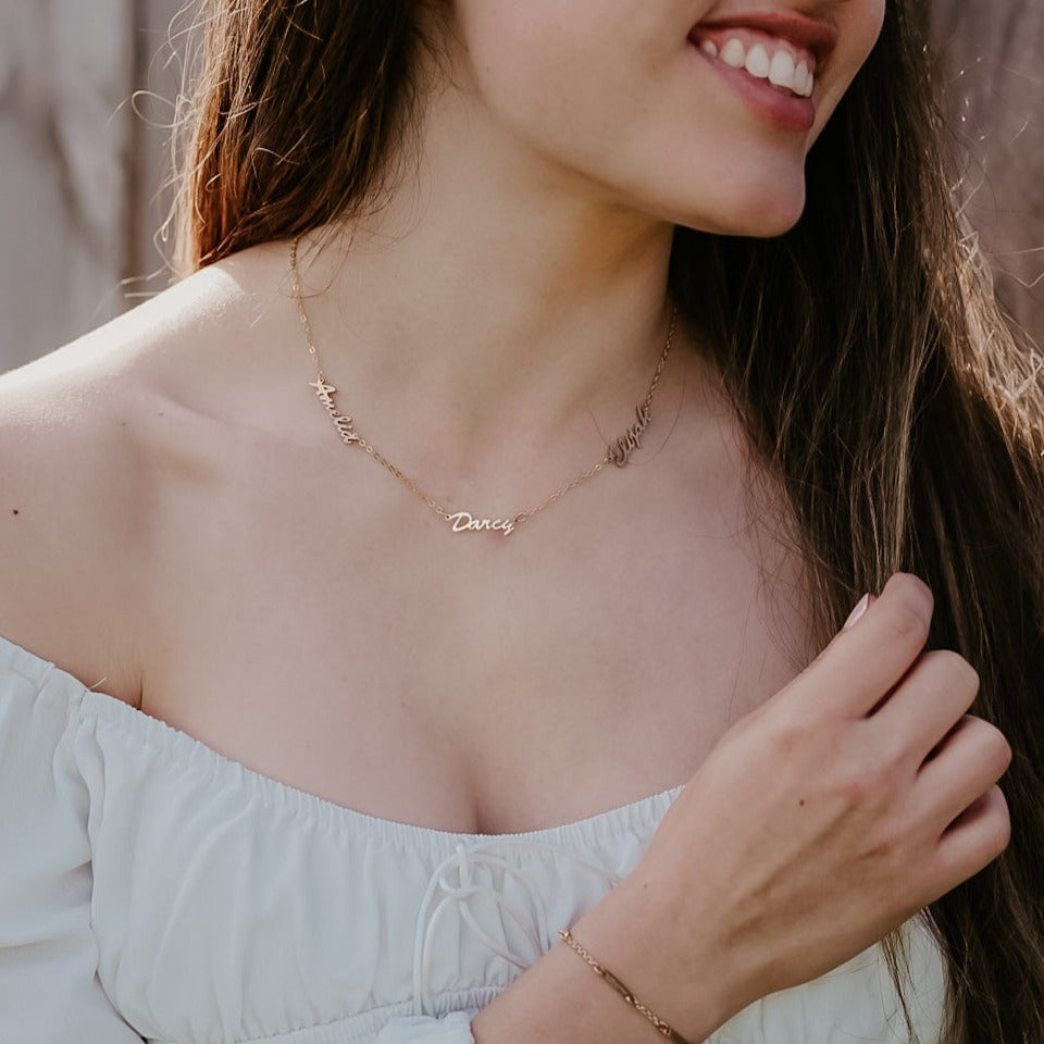 Triple Name Necklace - Hand Cut