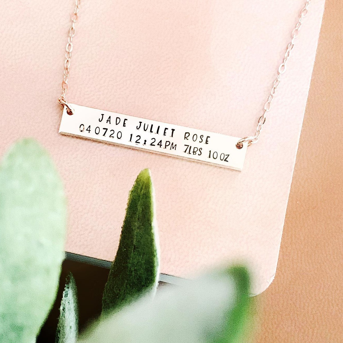 Baby's Birth Bar Necklace - Standard Bar - Ekalake Handmade Jewellery