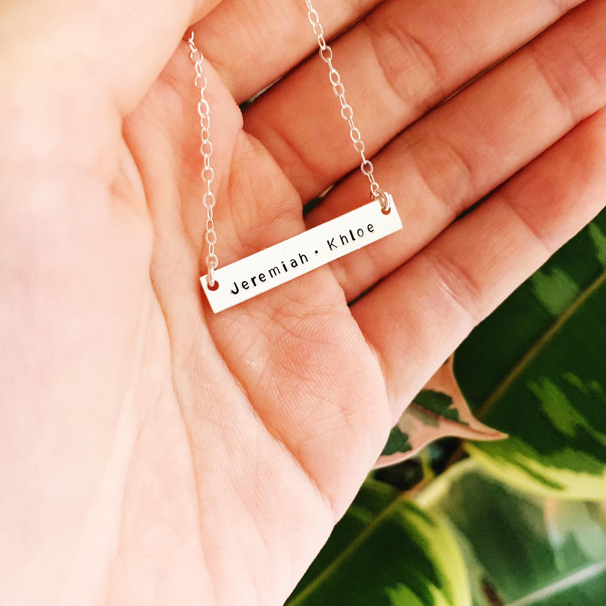 Duo Names Bar Necklace - Petite Bar - Ekalake Handmade Jewellery