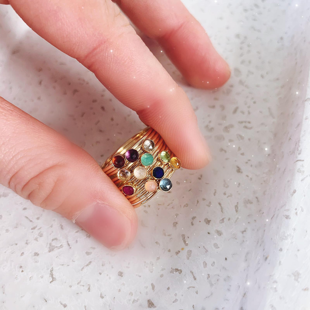 Dainty 3mm Birthstone Rings - Gemstones