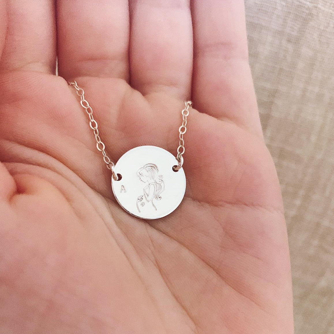Pregnant Mama Disc Necklace - Large Disc