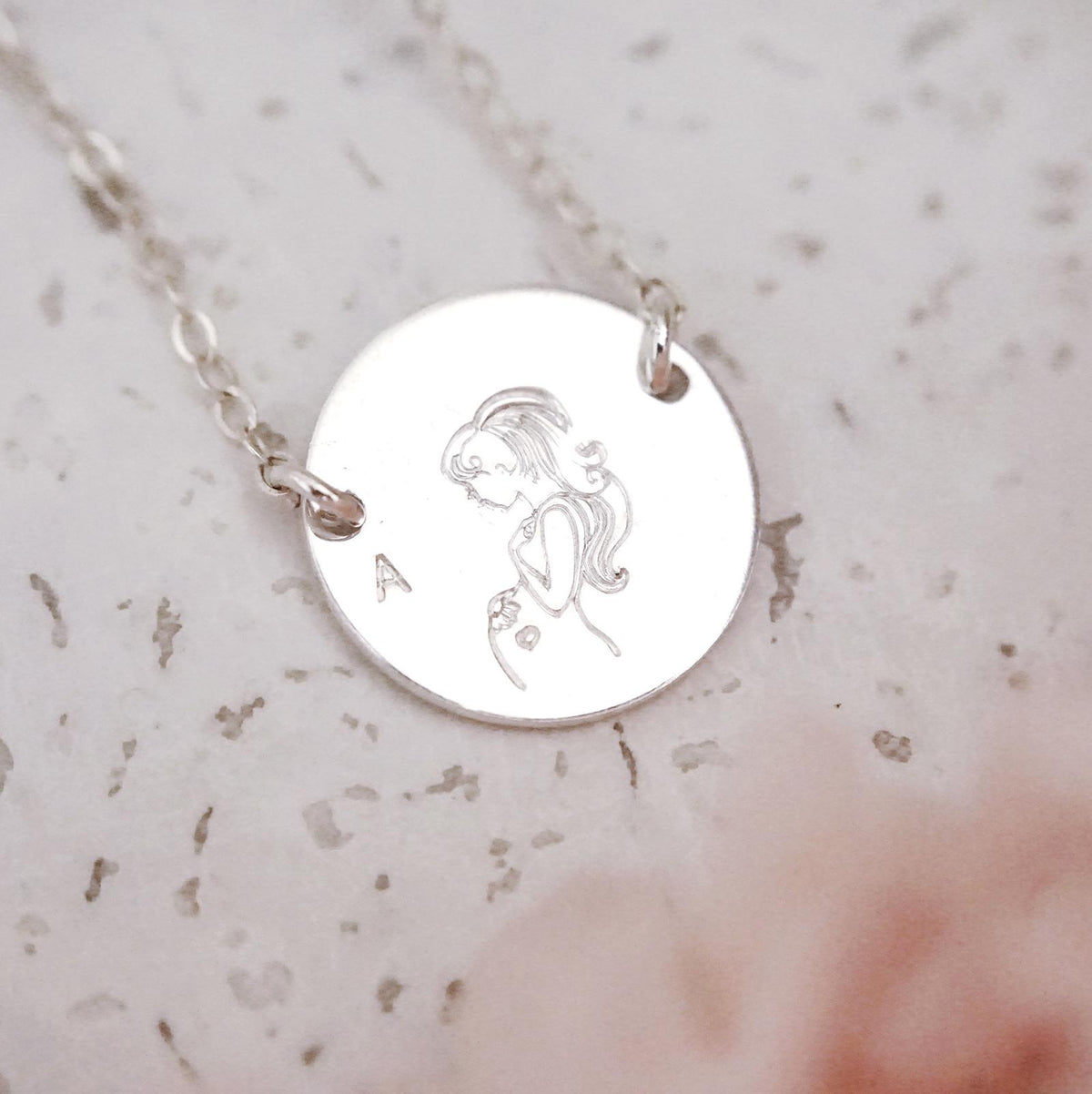Pregnant Mama Disc Necklace - Large Disc