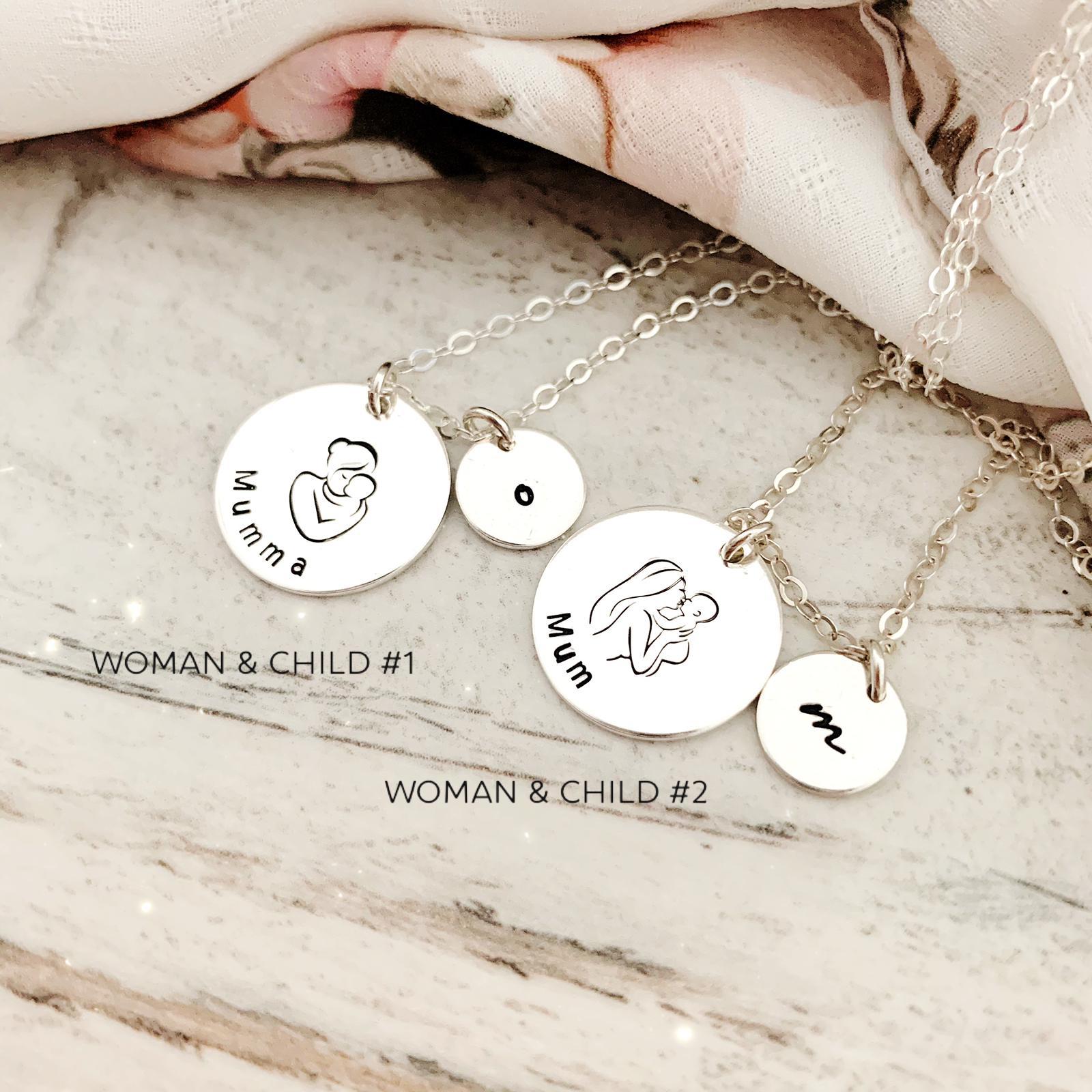 Classic Woman & Child Disc Necklace - Large & Mini Discs