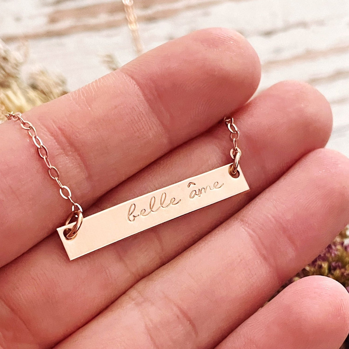 French Word Bar Necklace - Petite Bar