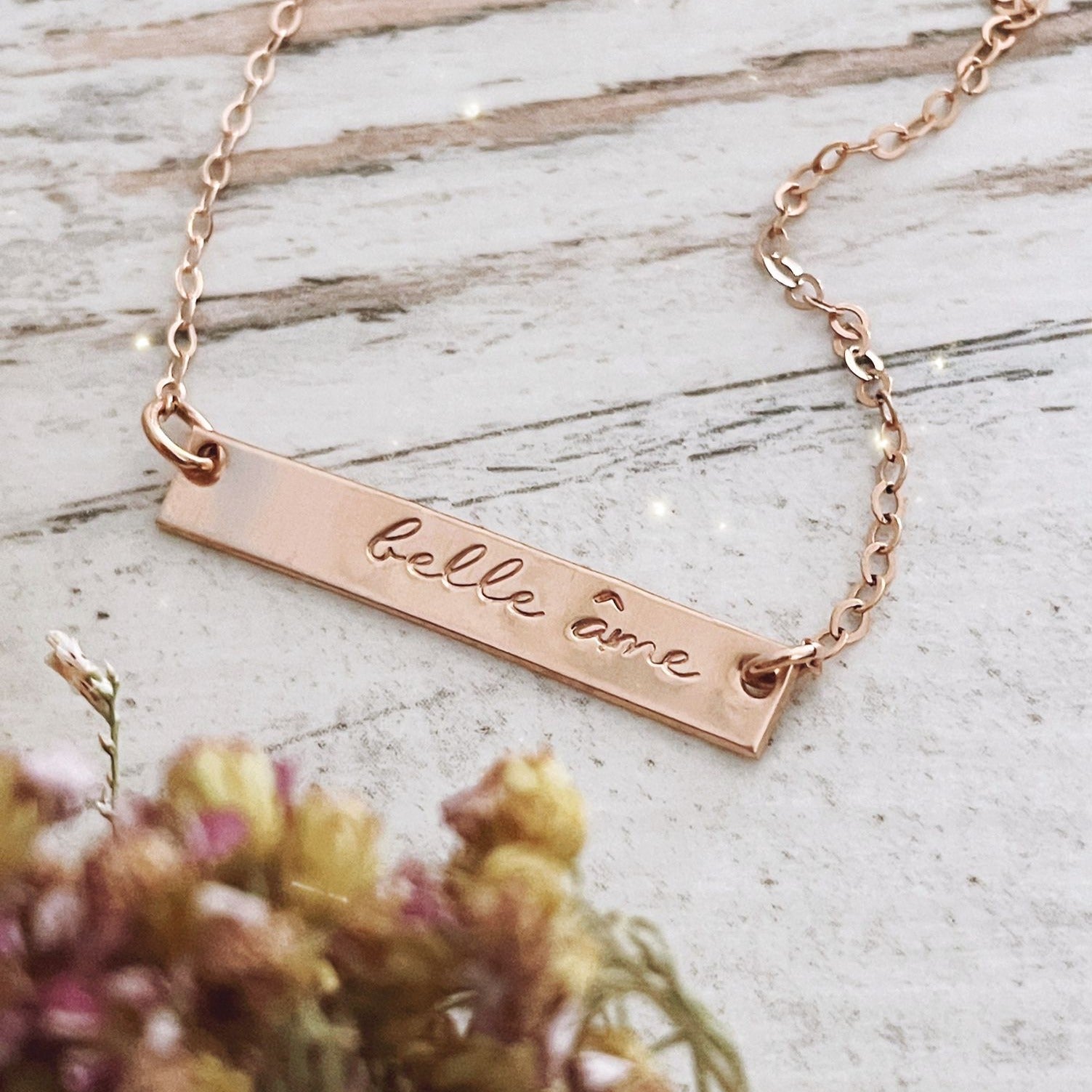 French Word Bar Necklace - Petite Bar