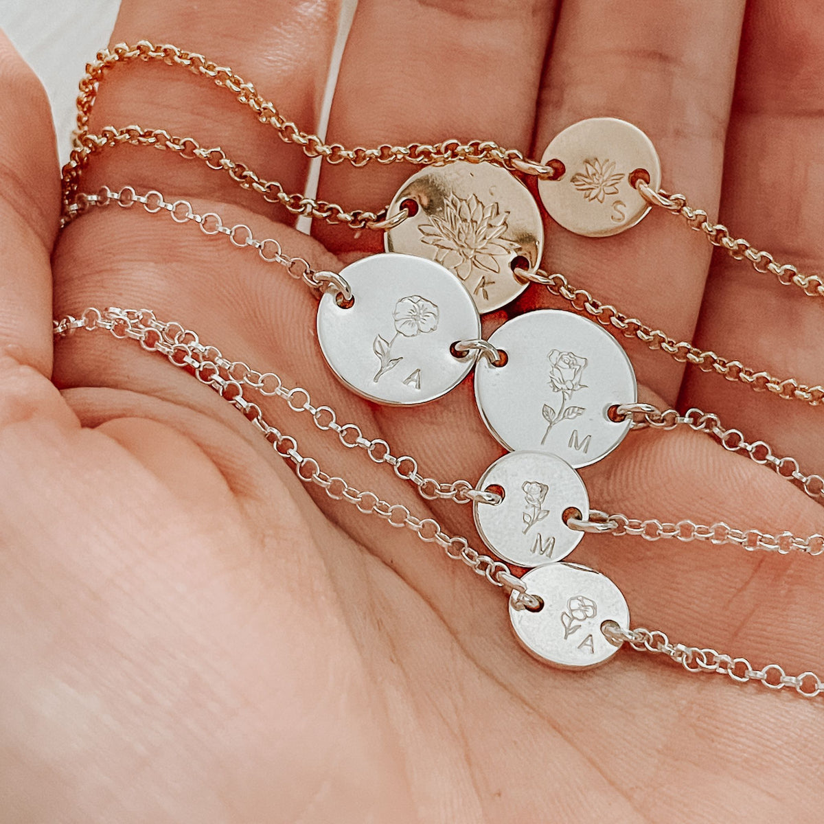 Double Birth Flower Bracelets - Matching Mama + Mini Set