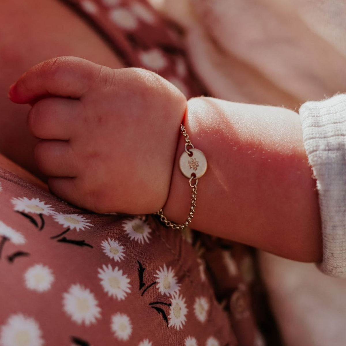 Mini Birth Flower Baby Bracelet- Mini Disc
