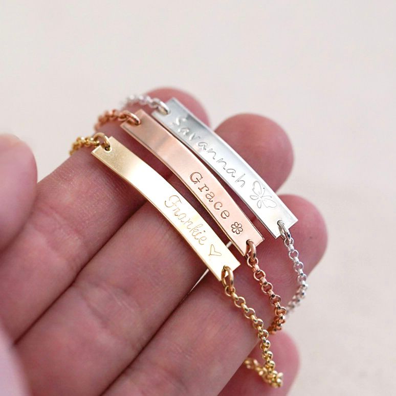 Name Bar Baby Bracelet - Petite Bar