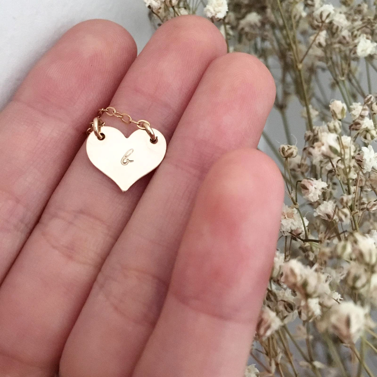 Little Love Heart Necklace - Single Initial Heart - Ekalake Handmade Jewellery