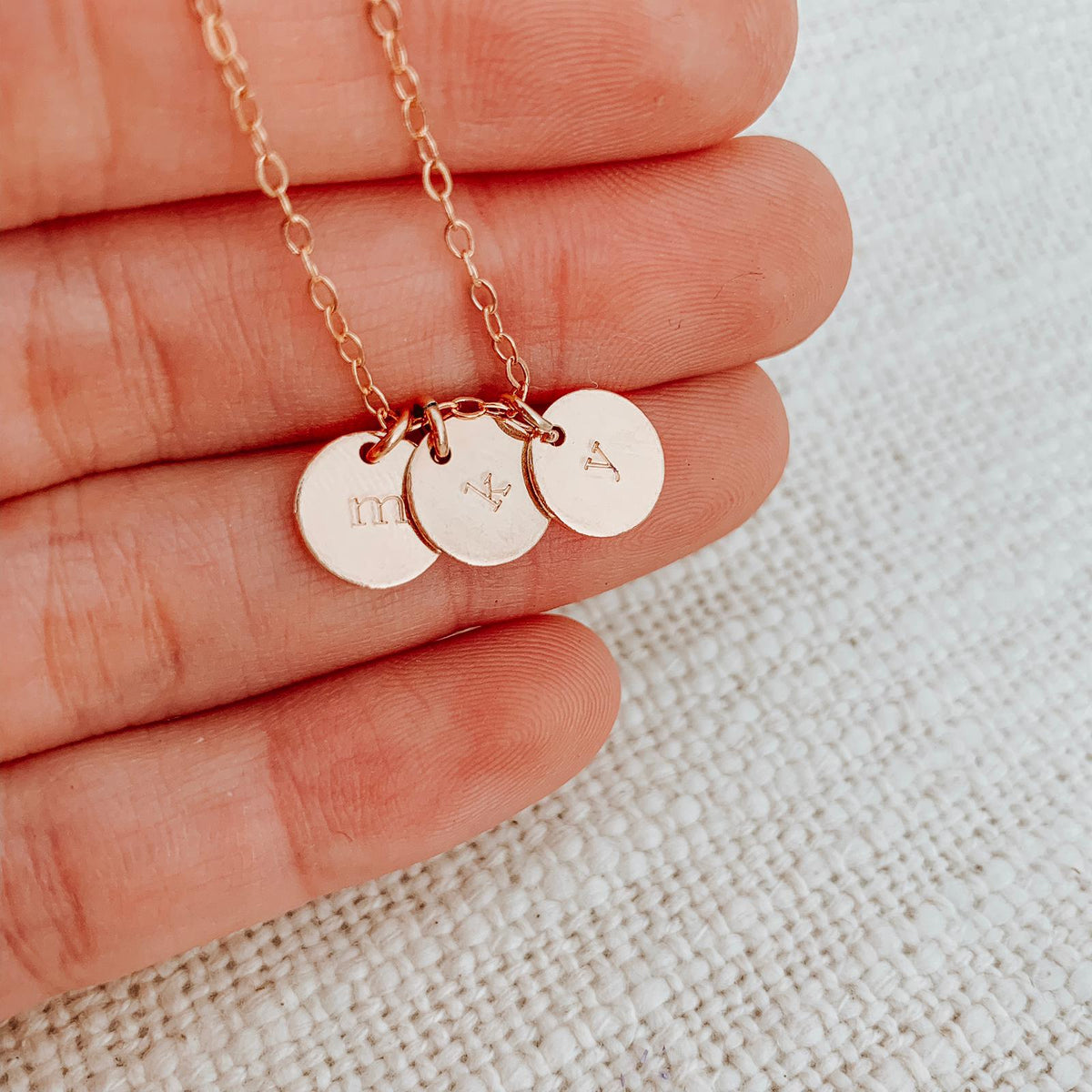 Classic Initials Disc Necklace - Mini Discs - Ekalake Handmade Jewellery