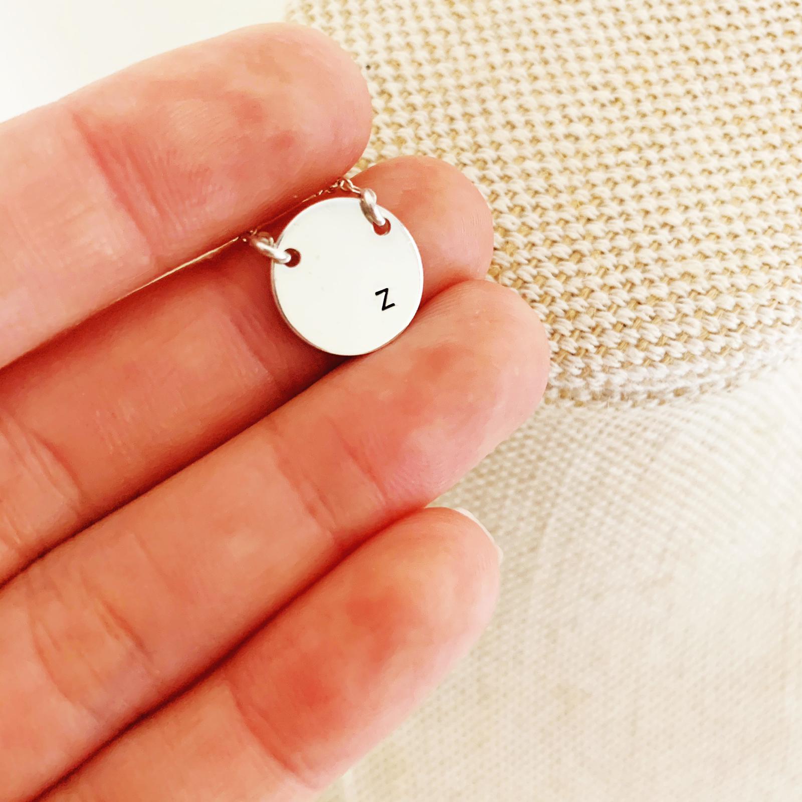 Single Initial Disc Necklace - Midi Disc - 2 holes - Ekalake Handmade Jewellery