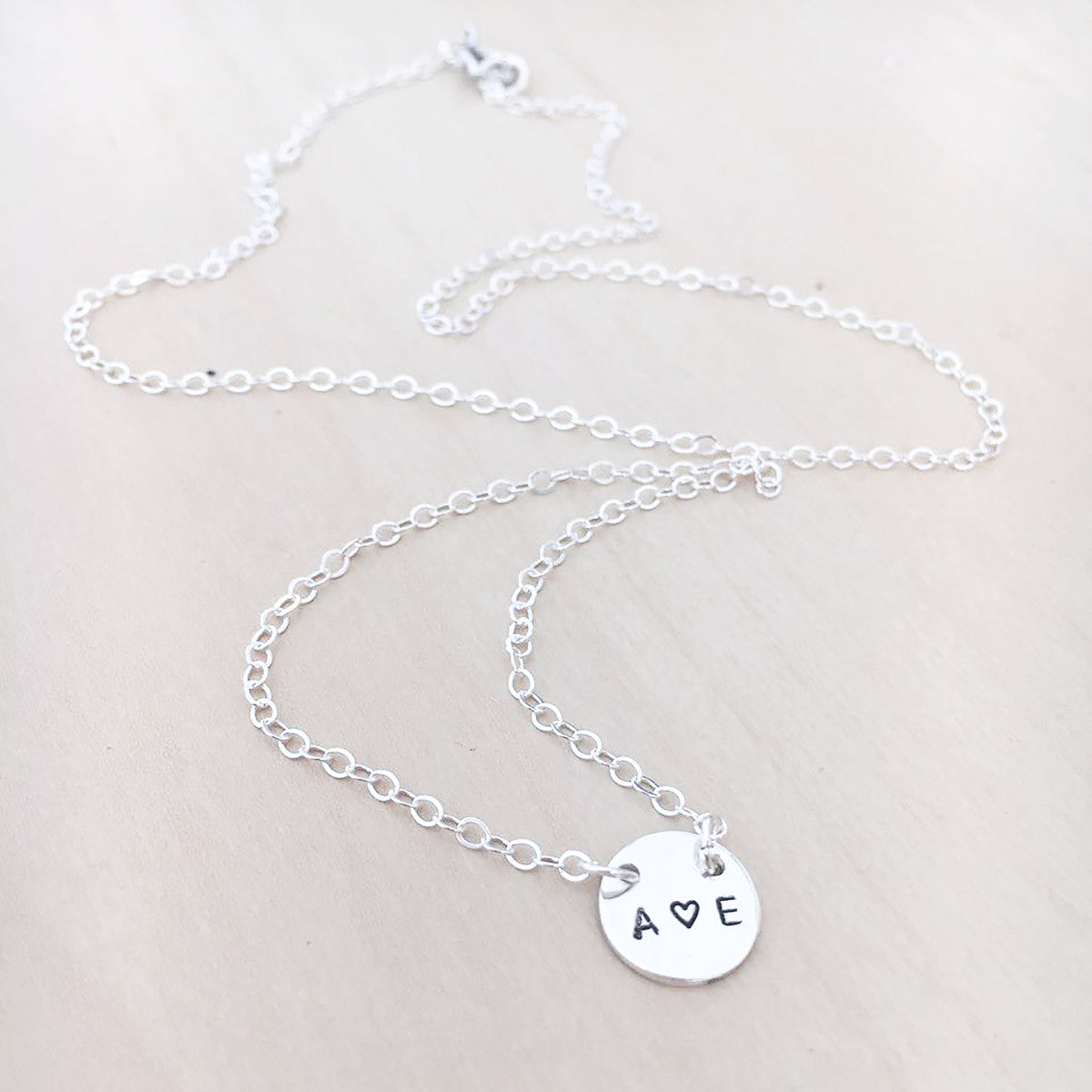 Double Initials Necklace - Mini Disc - 2 Holes - Ekalake Handmade Jewellery