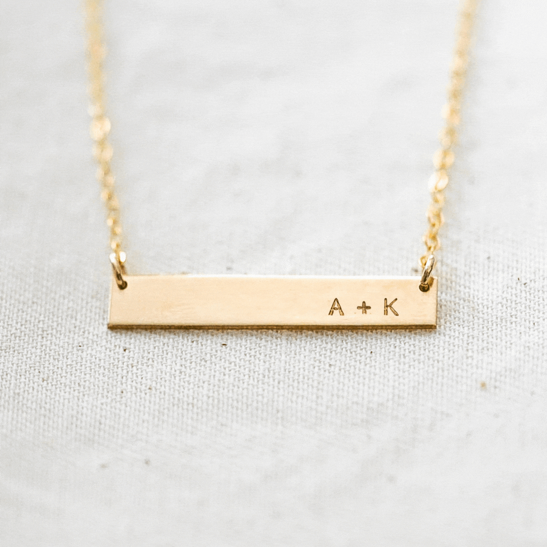 Double Initials Bar Necklace - Petite Bar
