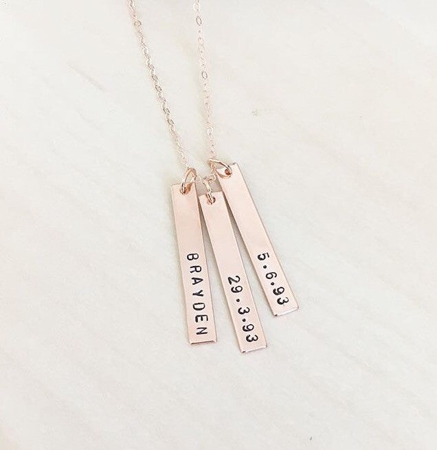 Vertical Hanging Bars Necklace - Petite Bar - Ekalake Handmade Jewellery