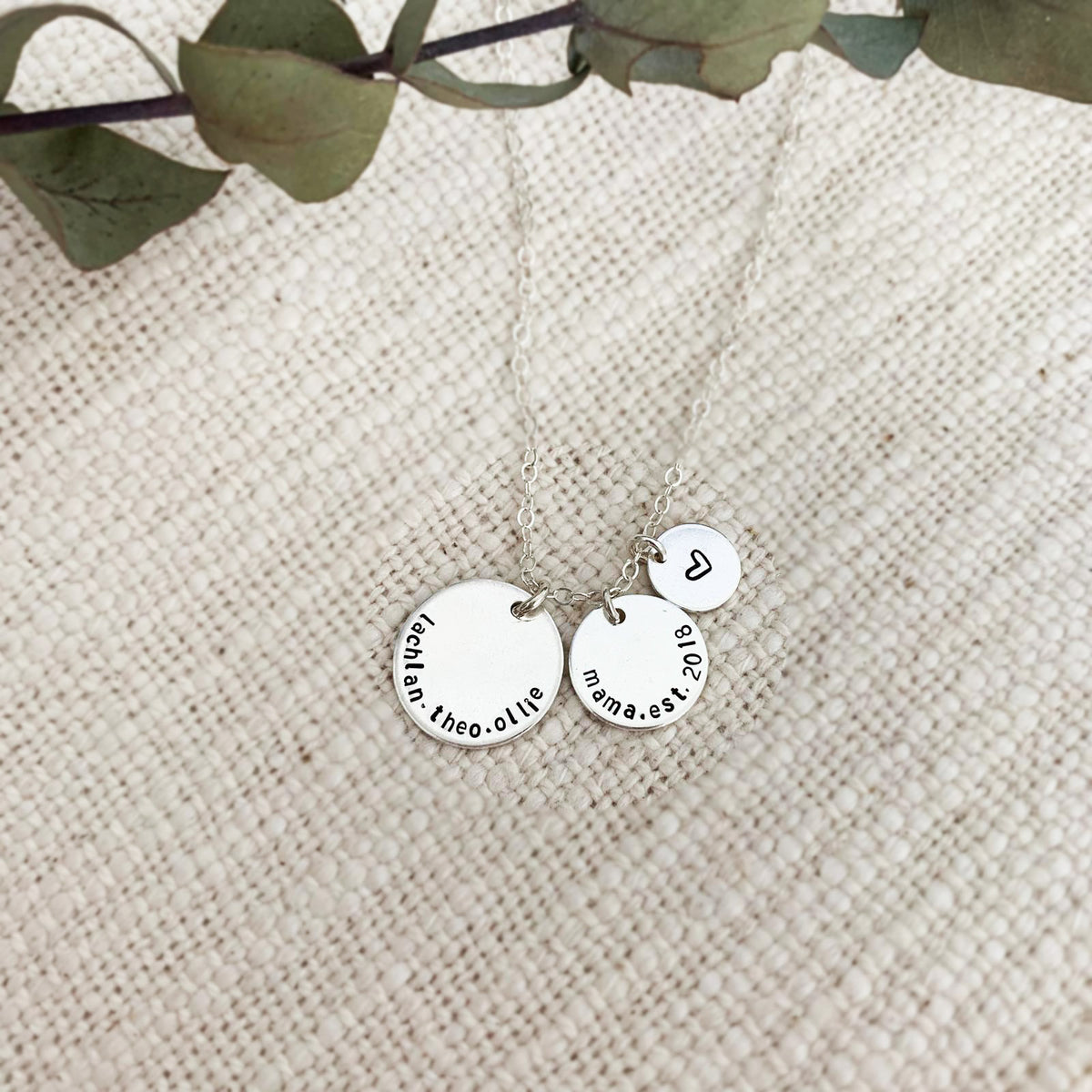 Triple Stacked Mama Discs Necklace - Mini, Midi, Large Disc - Ekalake Handmade Jewellery