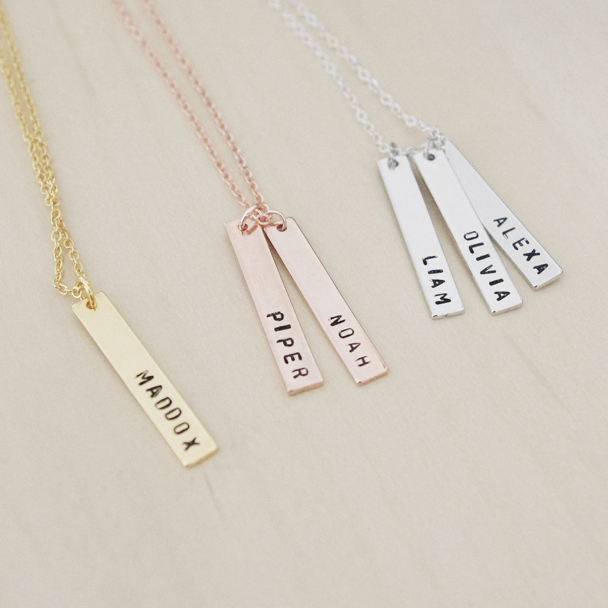 Vertical Hanging Bars Necklace - Petite Bar - Ekalake Handmade Jewellery