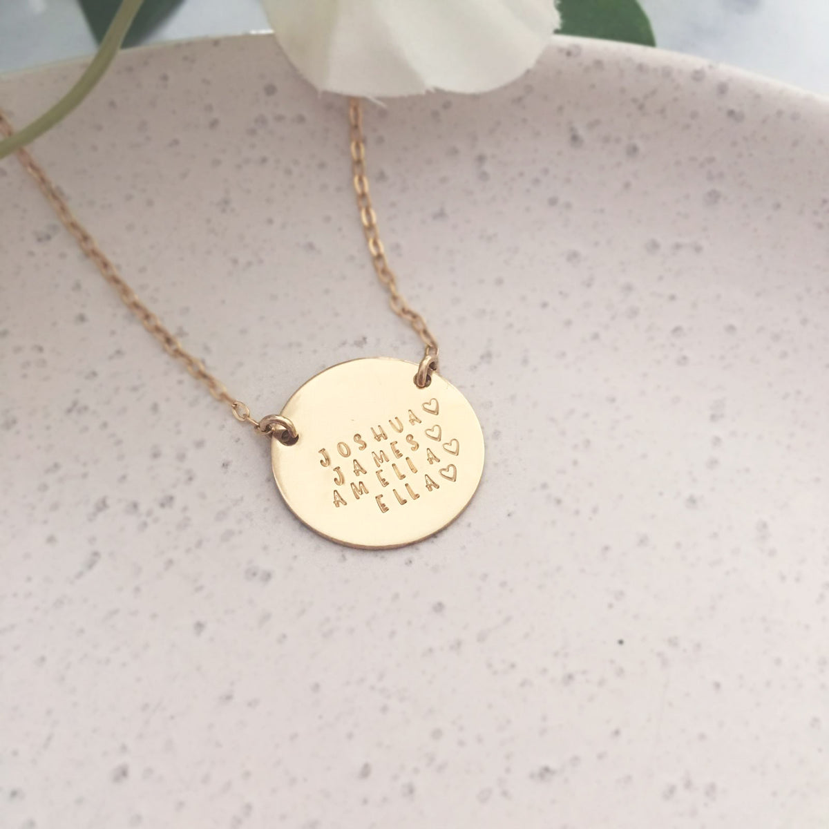 Family Names Disc Necklace - X Large Disc - Ekalake Handmade Jewellery