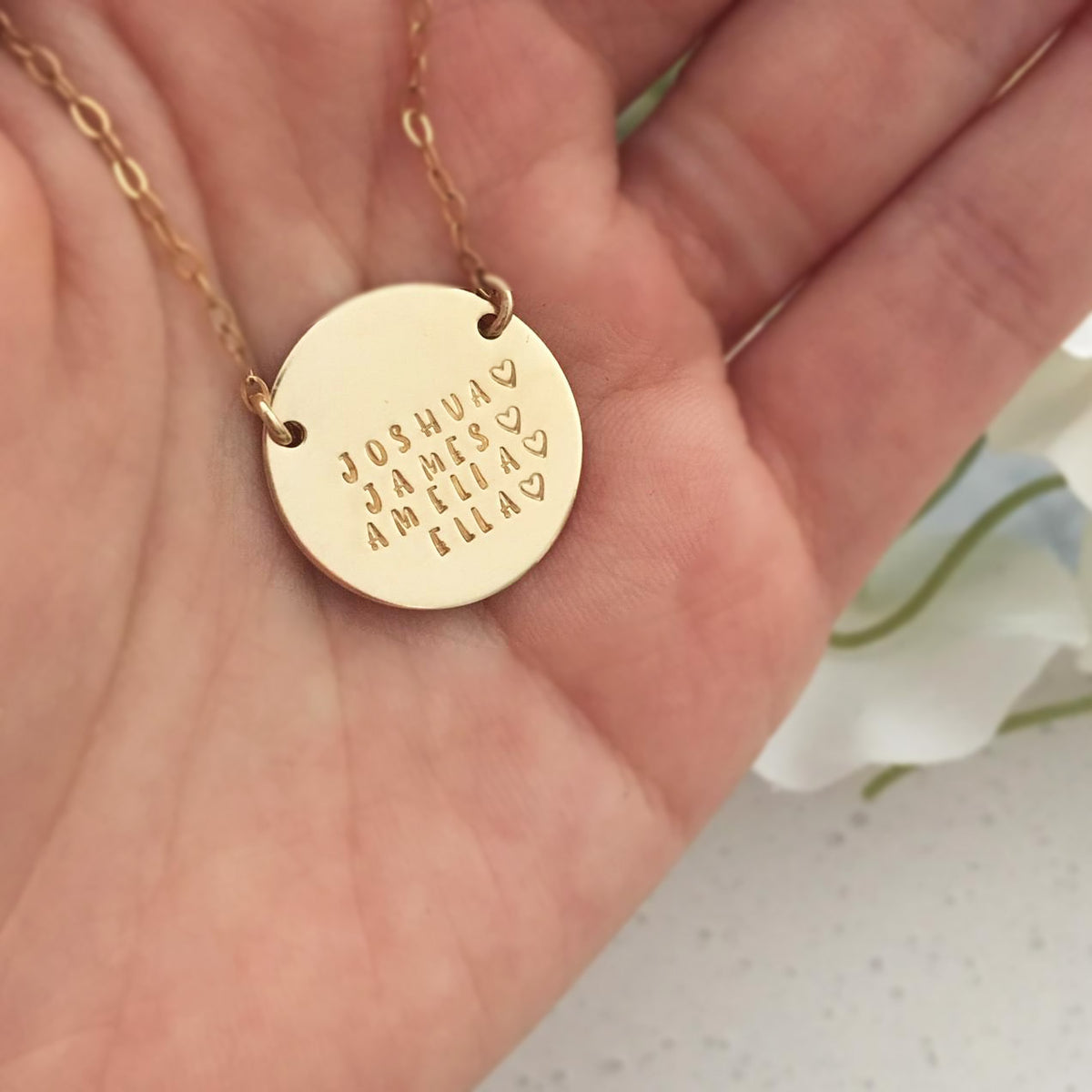 Family Names Disc Necklace - X Large Disc - Ekalake Handmade Jewellery