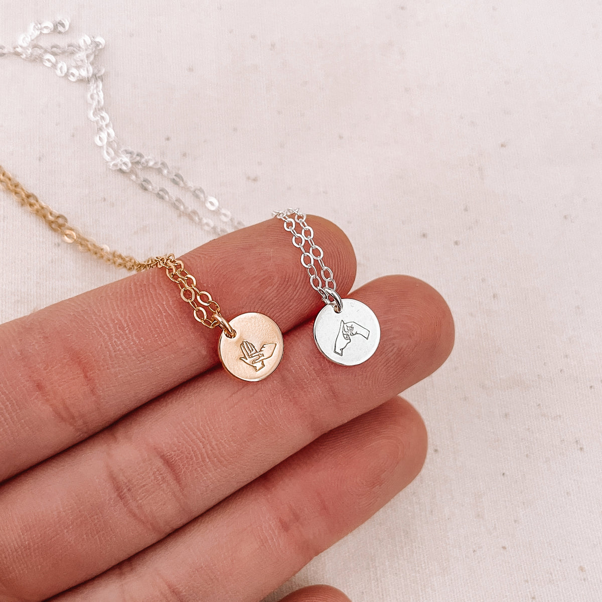 Auslan (Australian Sign Language) Initial Mini Discs Necklace