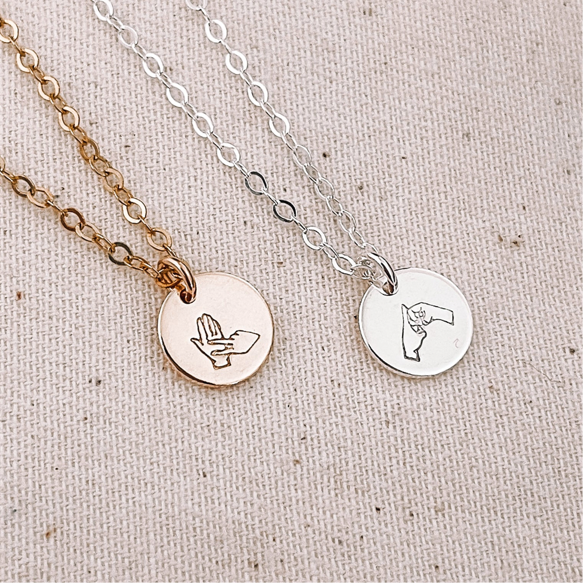 Auslan (Australian Sign Language) Initial Mini Discs Necklace