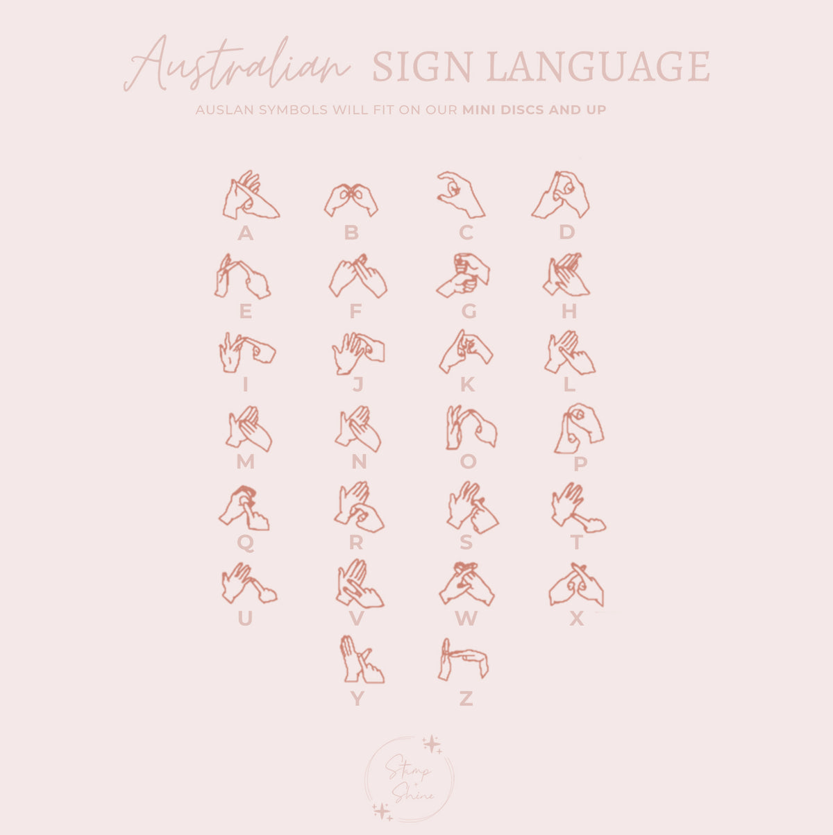 Auslan (Australian Sign Language) Initial Mini Discs Necklace
