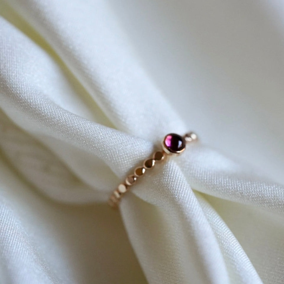 Dainty 4mm Birthstone Gemstone Ring - Dot Band