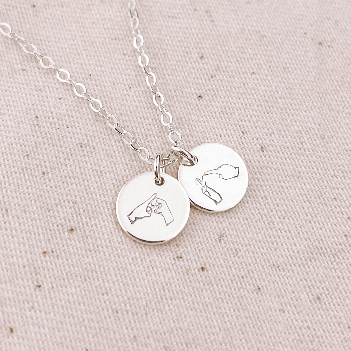 Auslan (Australian Sign Language) Initial Mini Discs Necklace