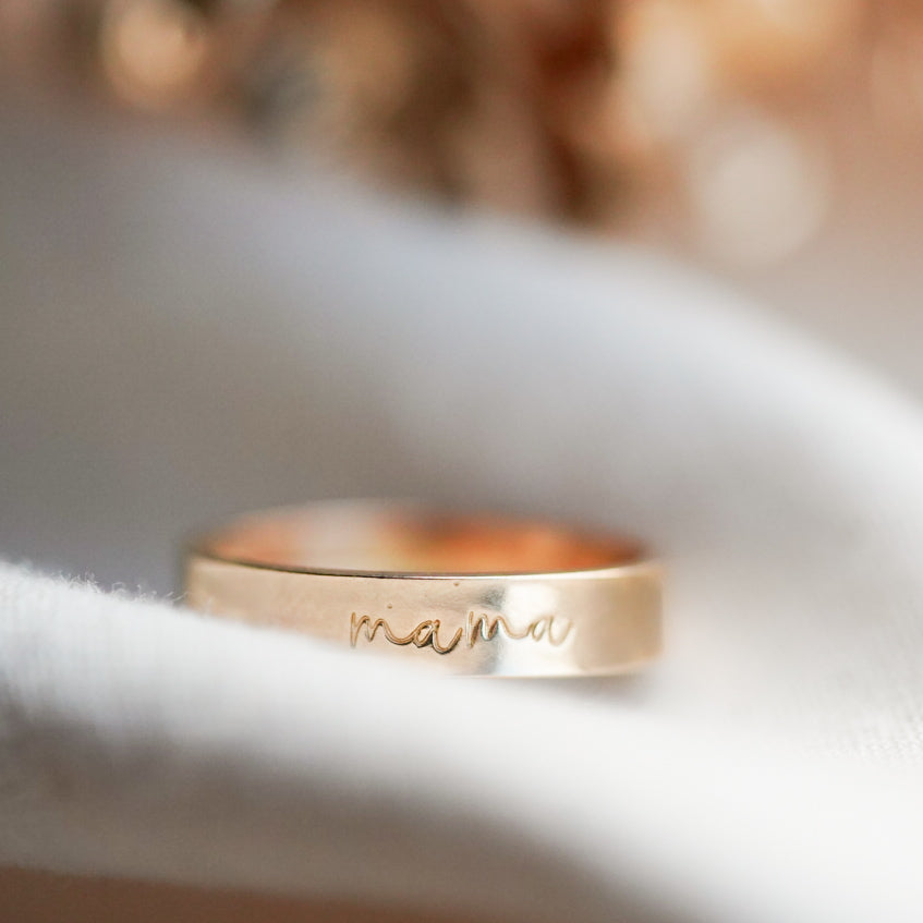 Statement Bold Mama Ring Band Gold filled Sterling silver