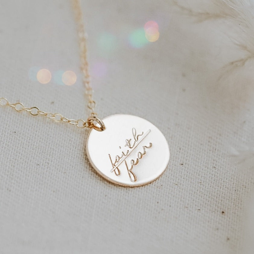 Faith over Fear Disc Necklace - Large Disc