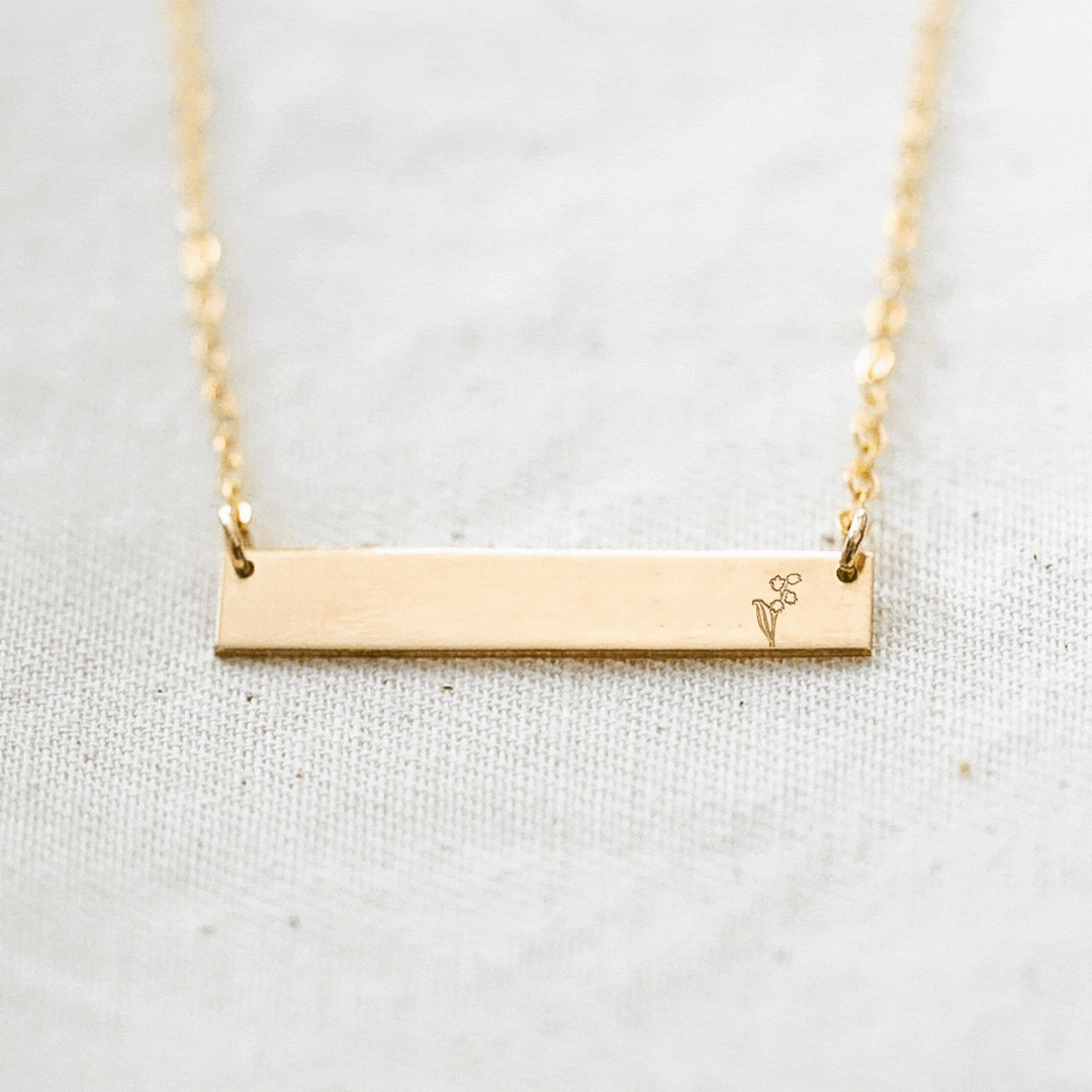 Family Birth Flowers Bar Necklace - Petite Bar
