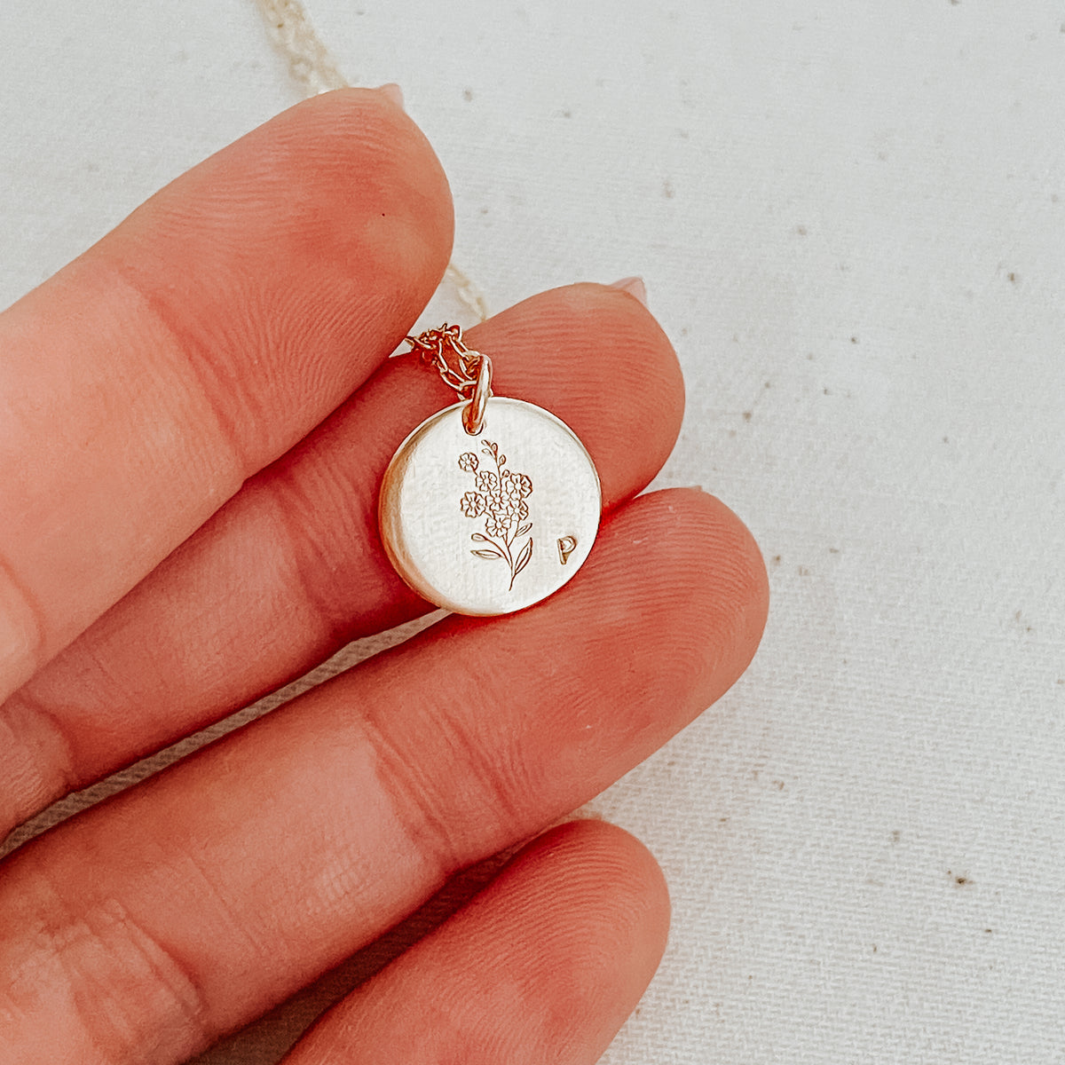 Forget Me Not Flower Disc Necklace - Midi Disc