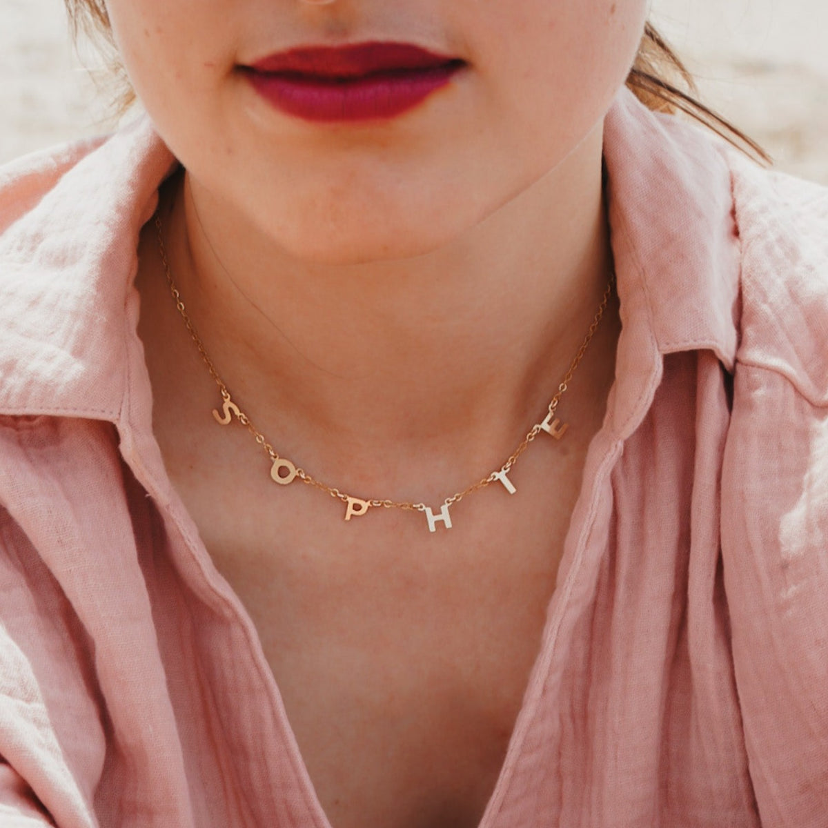 Love Letters Name Necklace (4 to 8 Charms) - Uppercase