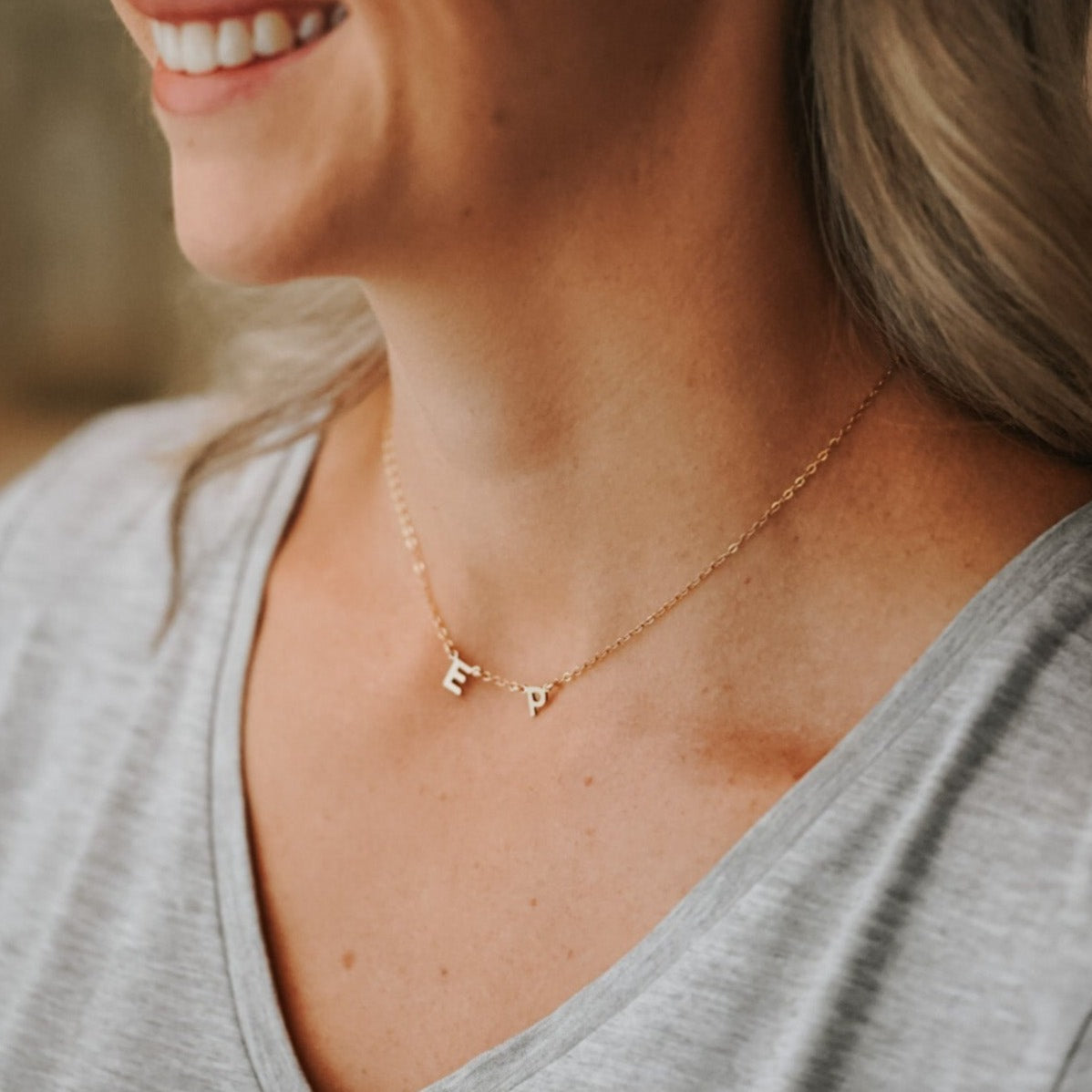 Double Love Letters Necklace - Uppercase