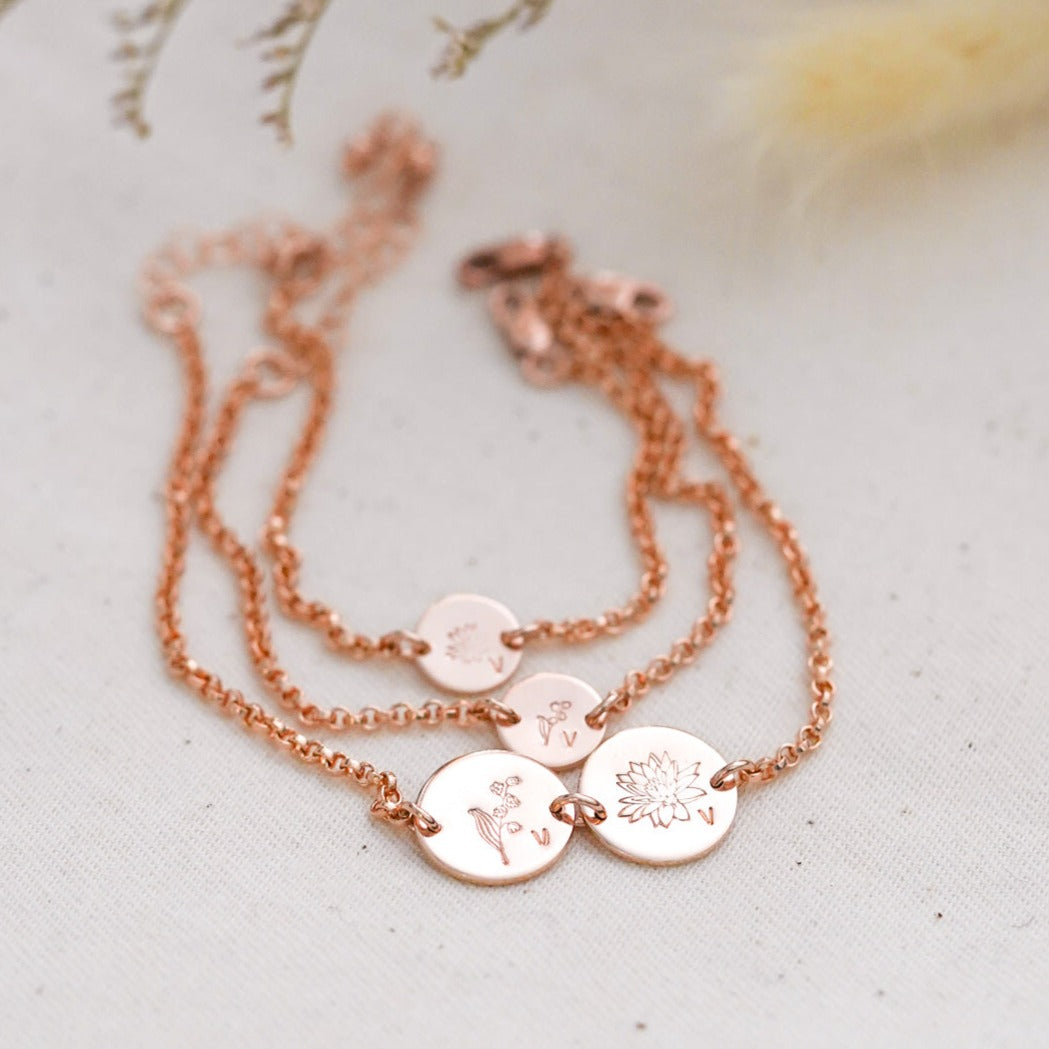 Double Birth Flower Bracelets - Matching Mama + Mini Set
