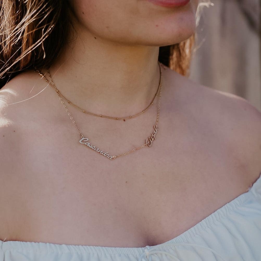 Double Name Necklace - Hand Cut