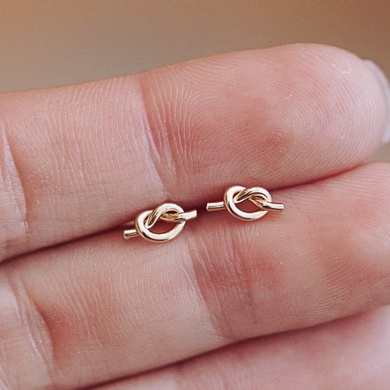 Dainty Love Knot Stud Earrings
