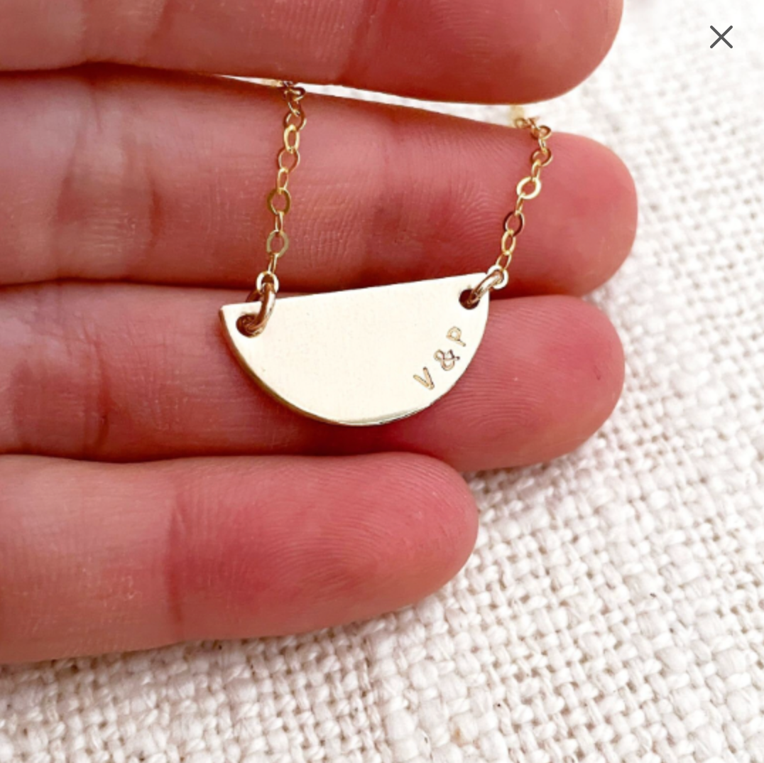 Hammered half hot sale moon necklace